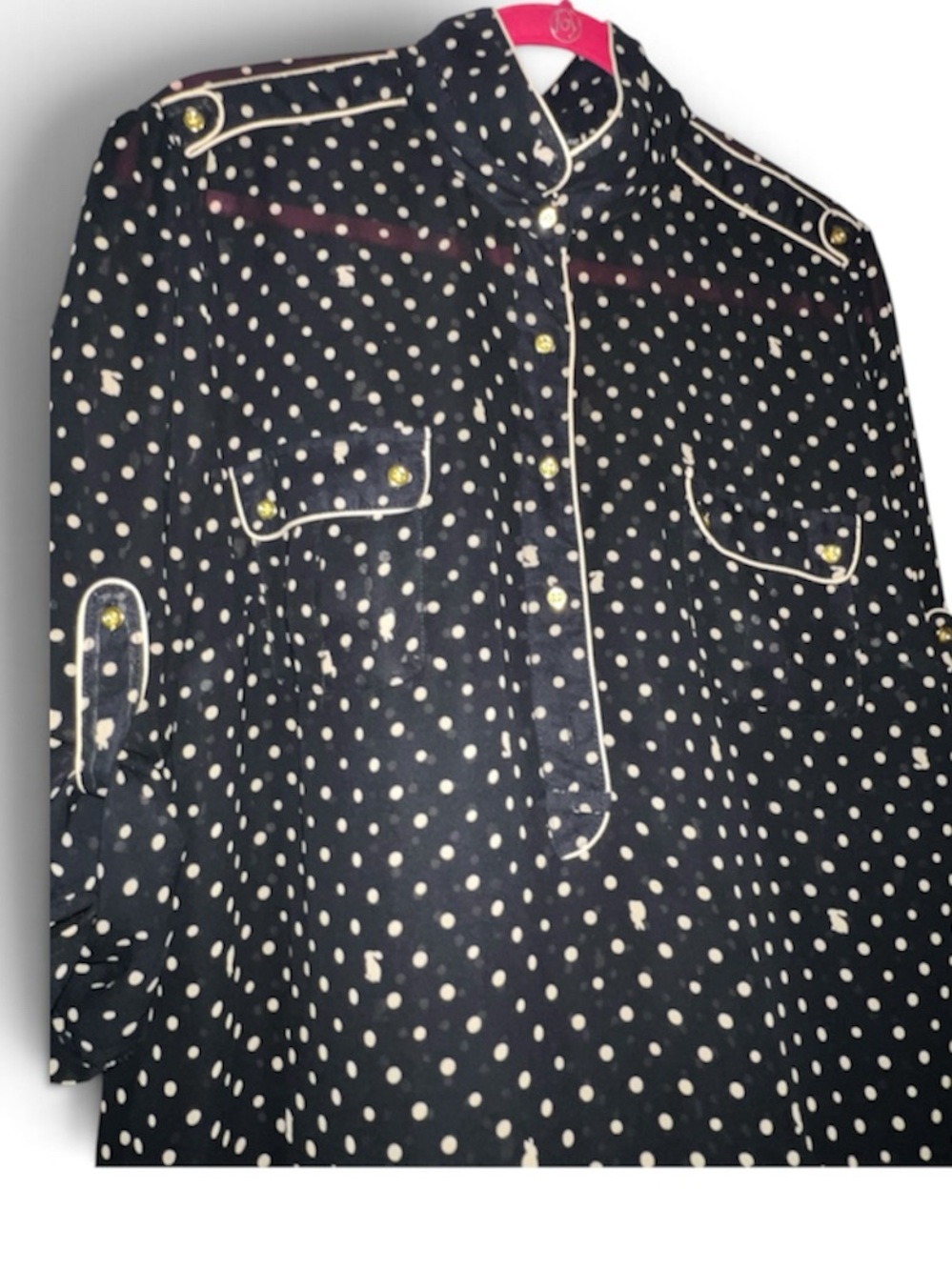 Black & gold polka dots LONG SLEEVE BLOUSE/TUNIC